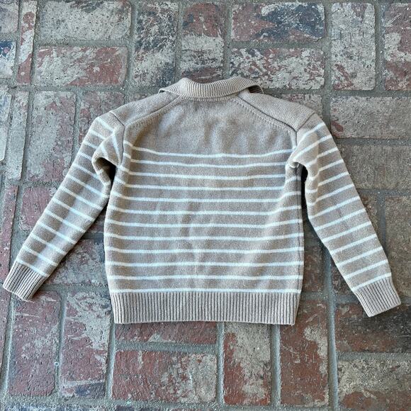 Wilfred Stripped Clara Sweater Tan White 2XS 100% Wool Collared Long Sleeve - Picture 3 of 3